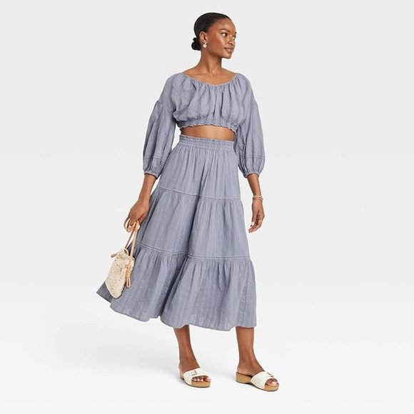 Long Sleeve Crop Top - Universal Thread Blue S - Picture 3 of 3